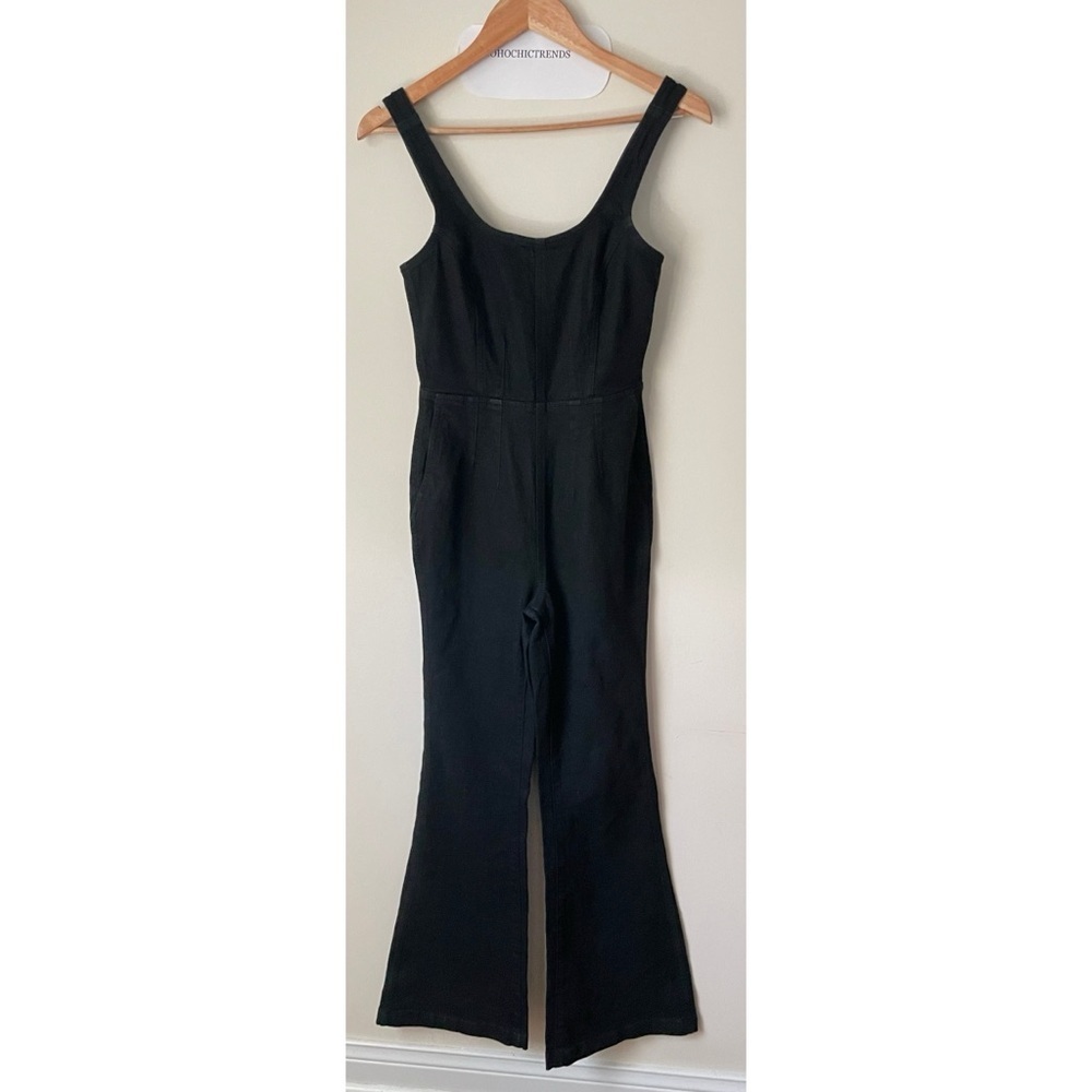 NWT Madewell Black Denim Flare Leg Jumpsuit Size 0 - Picture 2 of 15
